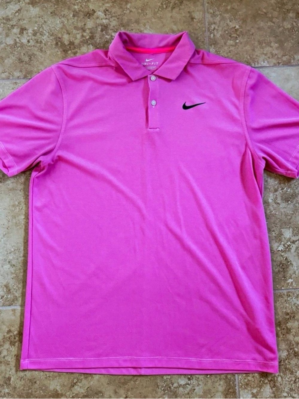 Nike Men's Pink Dri-FIT Polo Shirt size medium